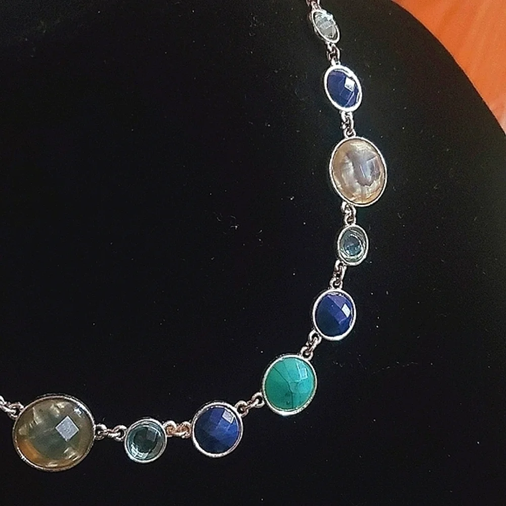 Sky Blue and Light green Crystal Like Bead Necklace. 🌴
